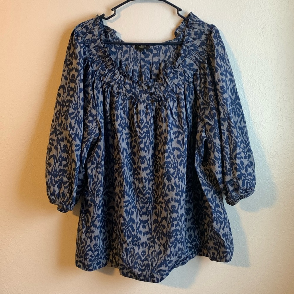 Talbots Blue Geo Global Boho Blouse 3x
